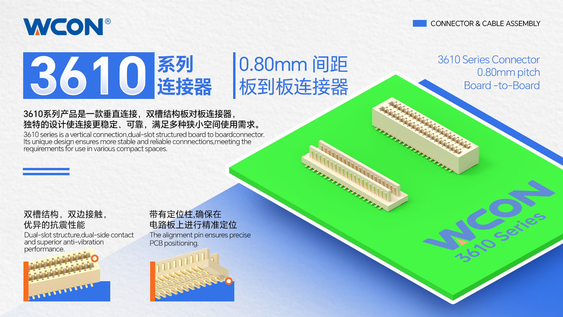 3610系列板对板乐竞（中国）lejing·官方网页版
器：0.80mm间距，支持双向对配的高密度解决方案